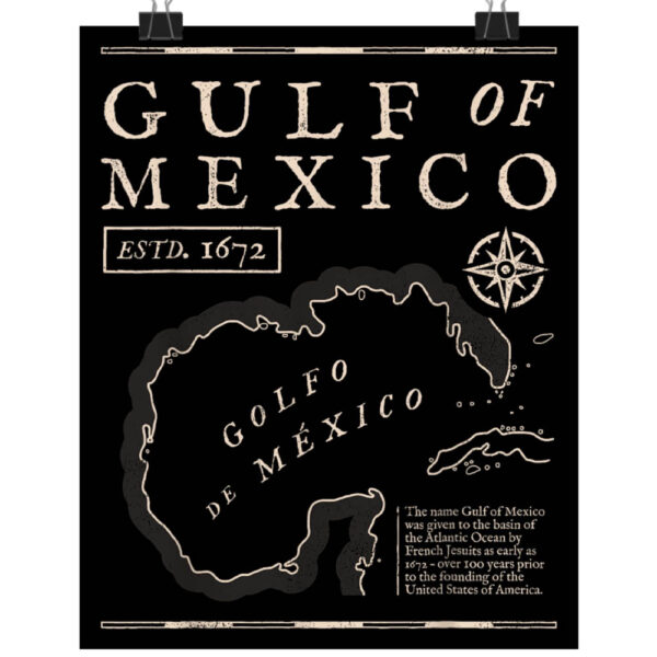 Gulf of Mexico 1672 Historic Map Posters