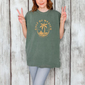 Gulf of Mexico Funny Holiday Vintage Sun Palm Trees Ocean T-Shirt