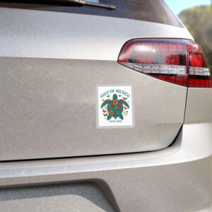 Retro Gulf Of Mexico Est 1550 Floral Turtle Boho Style Sticker