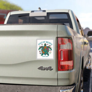Retro Gulf Of Mexico Est 1550 Floral Turtle Boho Style Sticker
