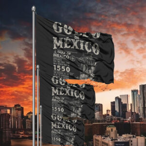 Retro Gulf of Mexico Name Origin 1550,Coastal History,Gulf of Mexico Flag