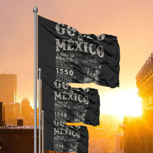 Retro Gulf of Mexico Name Origin 1550,Coastal History,Gulf of Mexico Flag